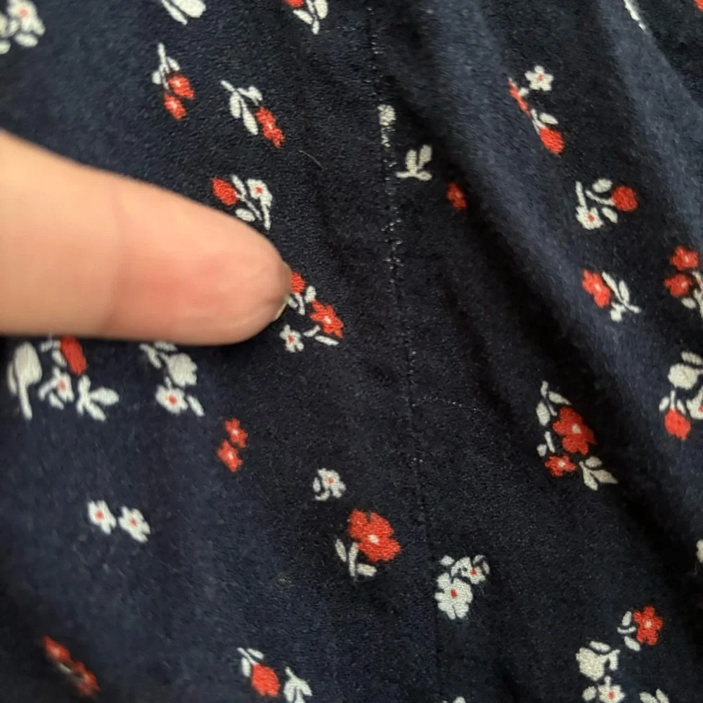 REFORMATION Matteo Long Sleeve Top Navy Floral Size 8 Blouse